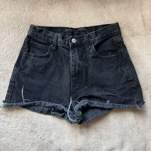 John Galt Brandy Melville Black Jean Denim Shorts Distressed High Rise Size M